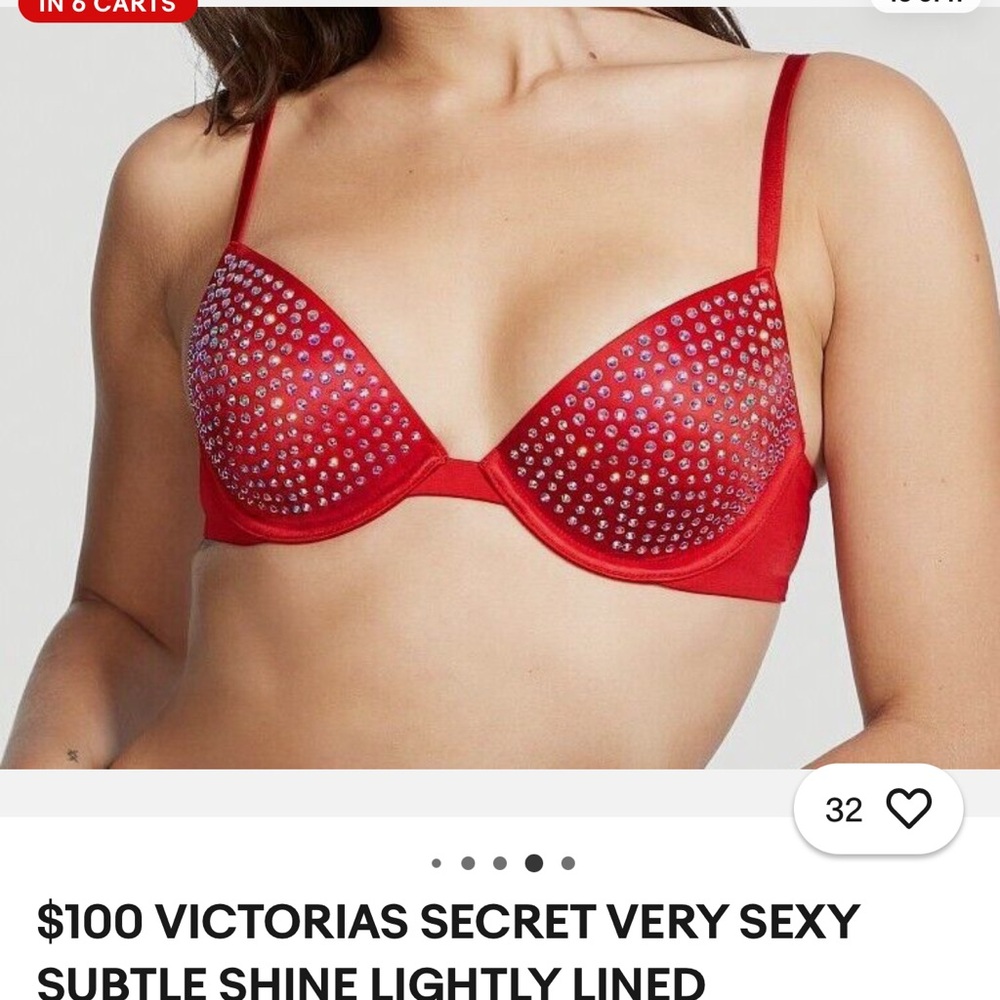 Victoria's Secret Red Rhinestone Bra Intimates & Sleepwear - Picture 4 of 4